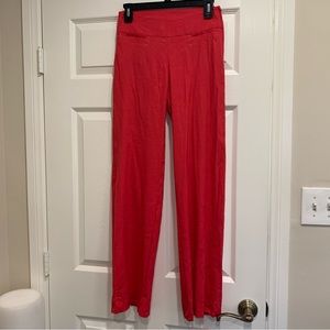 H&M Linen blend Wide leg trousers Punch colored shade of Pink